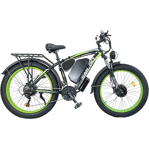 Electric Bike for Adults, 5000W Peak Dual Motor 60V/52V 25Ah/23Ah 20MPH AWD Ebike 21 Speed 26" Fat Tire MTB Hydraulic Disc Brake
