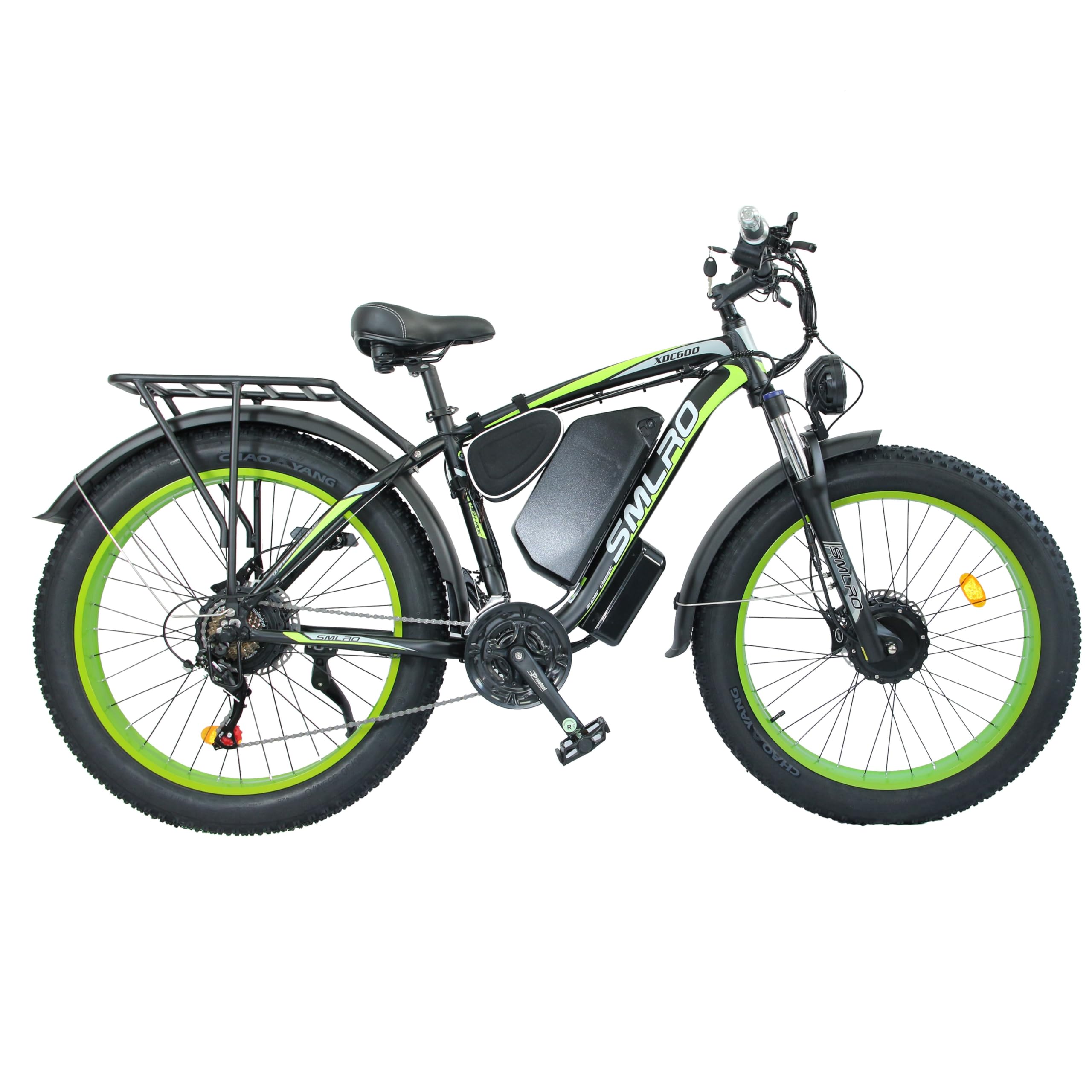 Electric Bike for Adults, 5000W Peak Dual Motor 60V/52V 25Ah/23Ah 20MPH AWD Ebike 21 Speed 26" Fat Tire MTB Hydraulic Disc Brake