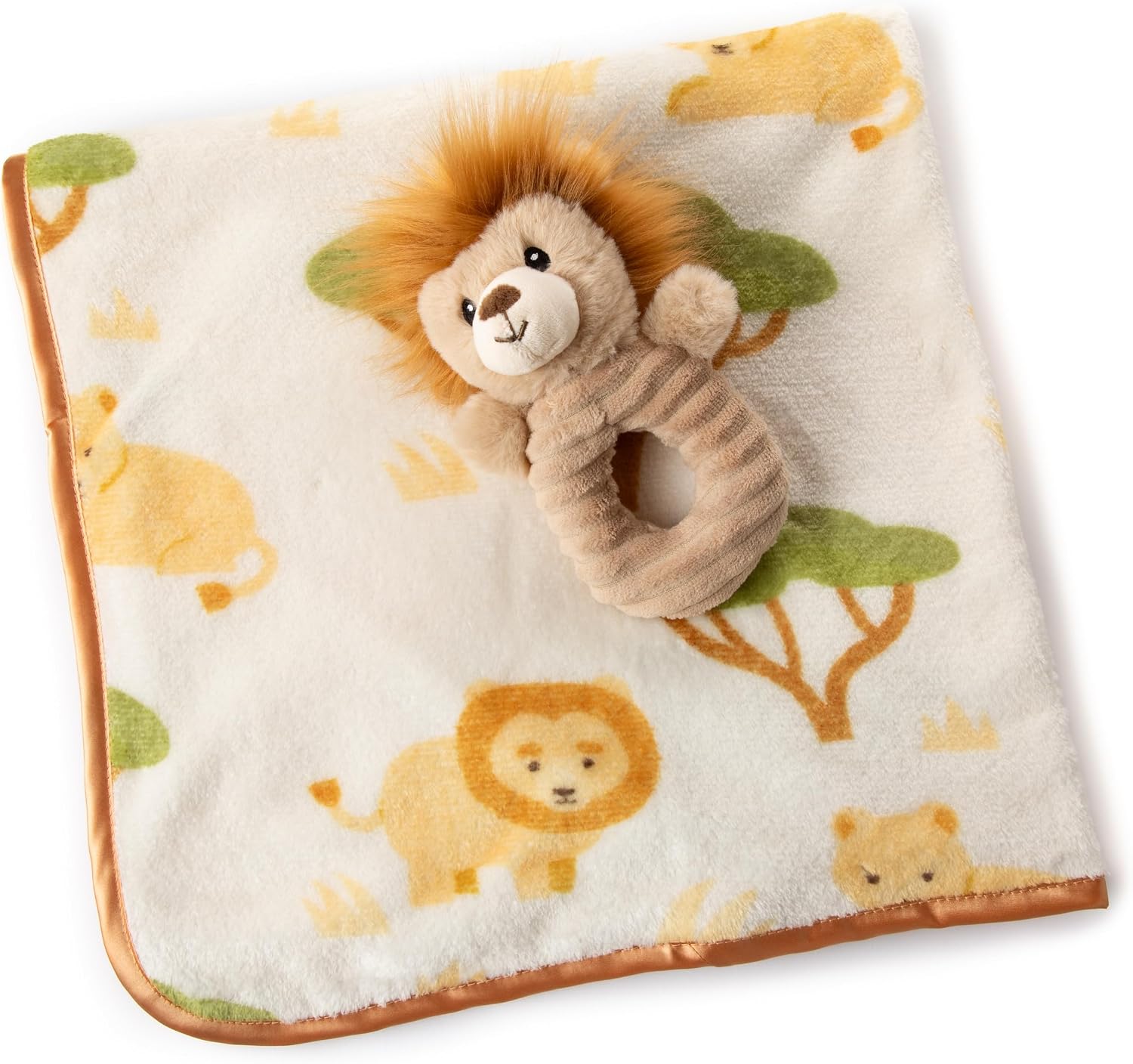 The Petting Zoo Lion Stuffed Animal Plushie Blanket and Rattle, Gifts for Kids, Bumblez Animals, Brown Lion Plush Toy, 30 inches