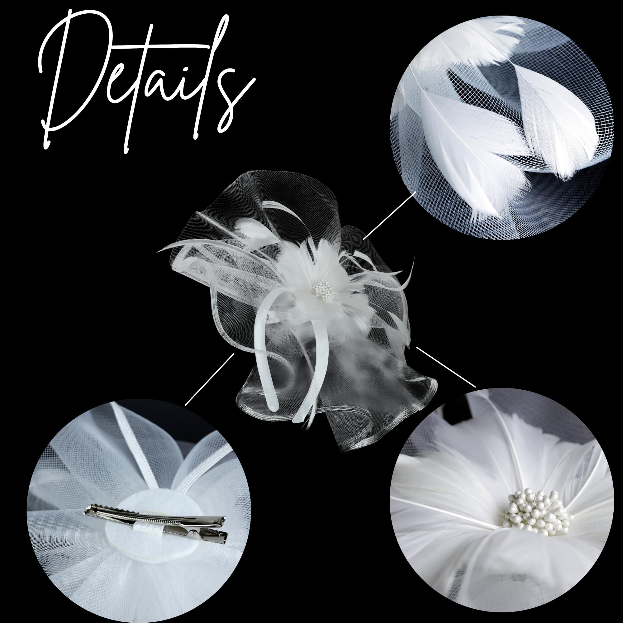 8 Pack Women\'s Fascinator Hats Derby Mesh Flower Feather Adjustable Headband 1pc Fascinator Headband with Feather, Women main image 2