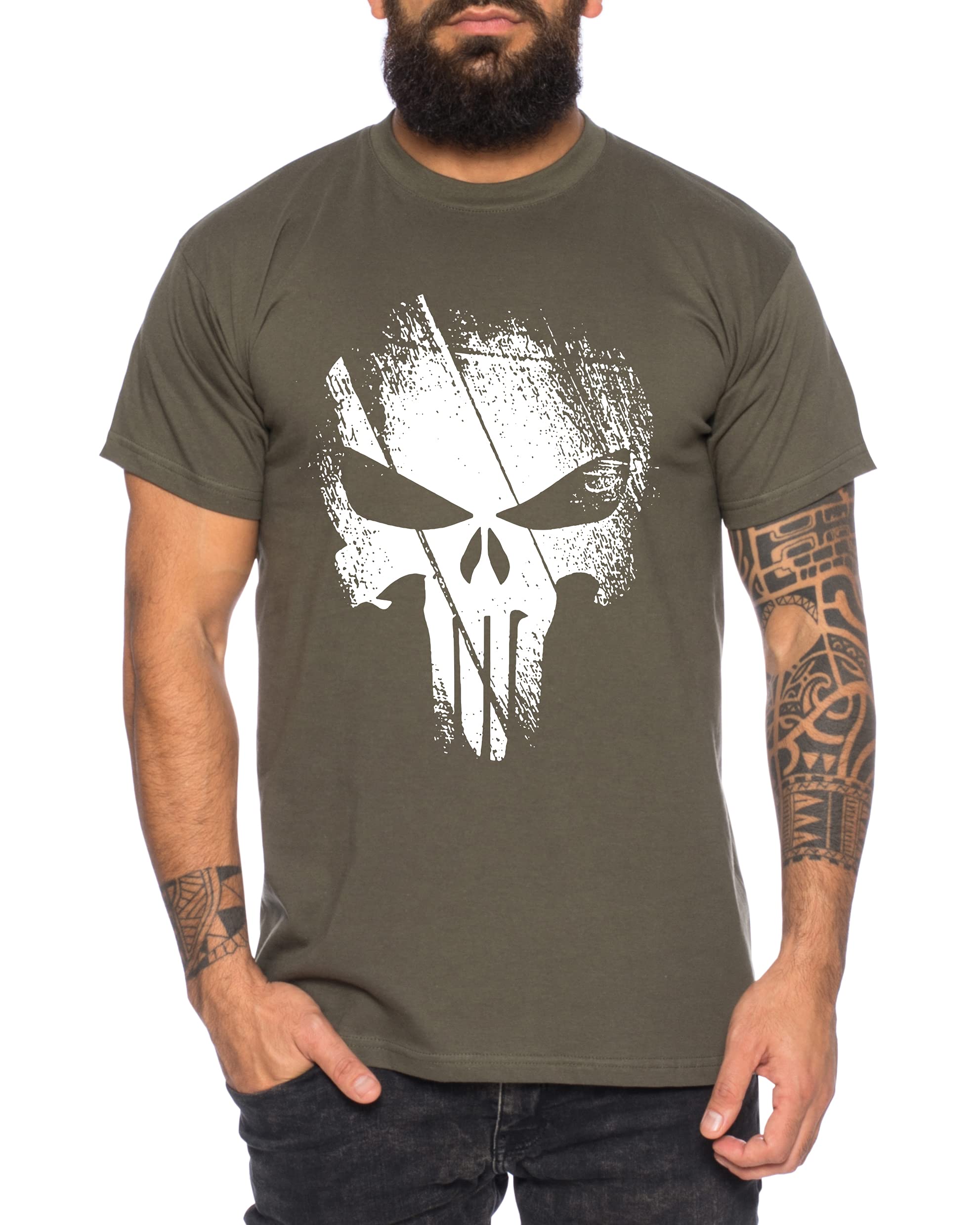 Tee Kiki Punish - Maglietta da Uomo Jon Bernthal Skull Logo Comics