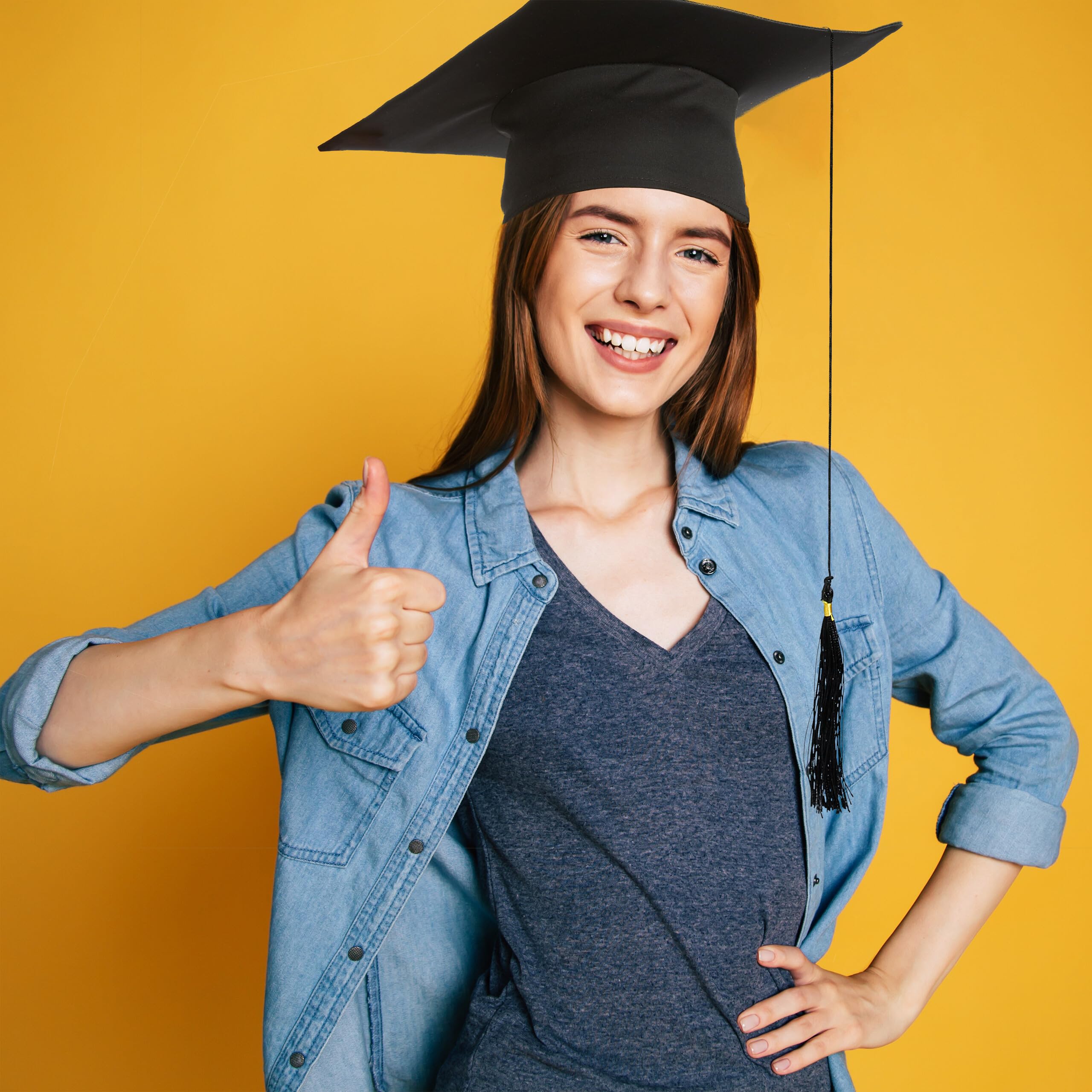 Relaxdays Chapeau de diplômé, Gland, en Lot de 10, pour la Remise des diplômes de Licence ou de Master, Noir