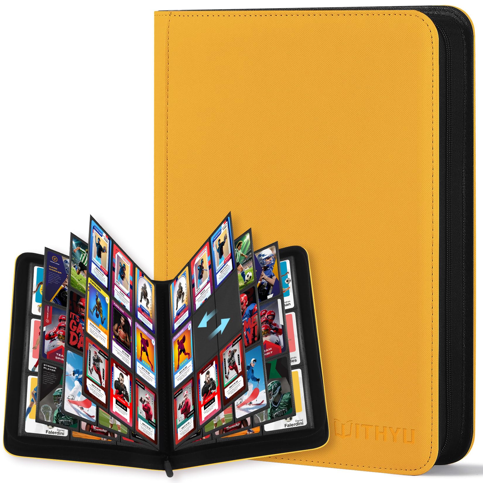 Premium Card Holder with 9-pocket Slots for 540 Cards – Trading Card, Game Card & Sports Card Album (Yellow)