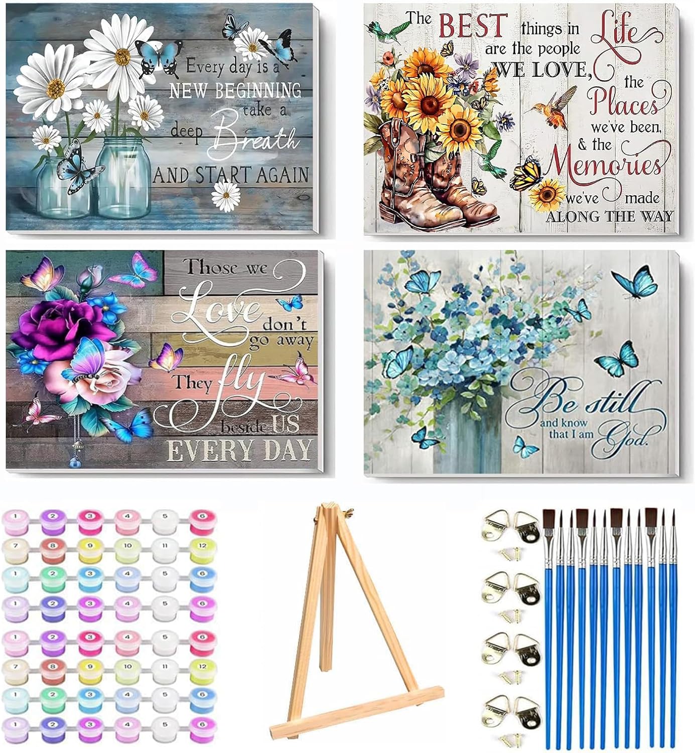 Amazon.com: VIGEGU 4 Pack Paint by Numbers Kit for Adults with Frame ...