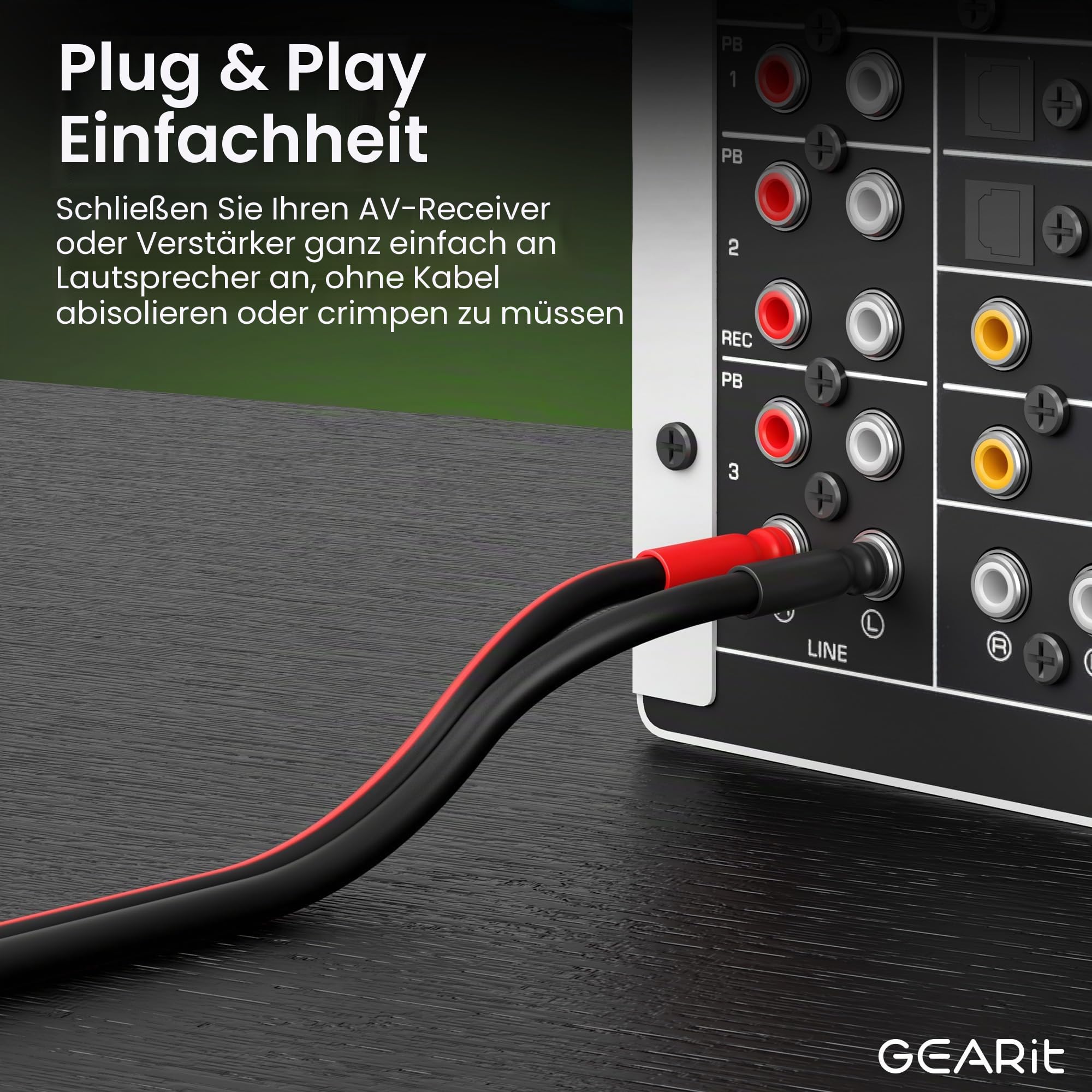 GEARit OFC Lautsprecher kabel 2 x 2,50 mm² 2 Meter Audio Kabel 14 AWG CL2 Speaker Cable HiFi Boxkabel 2 Adriges Kabel mit Vergoldeten Bananensteckern 2-Pack