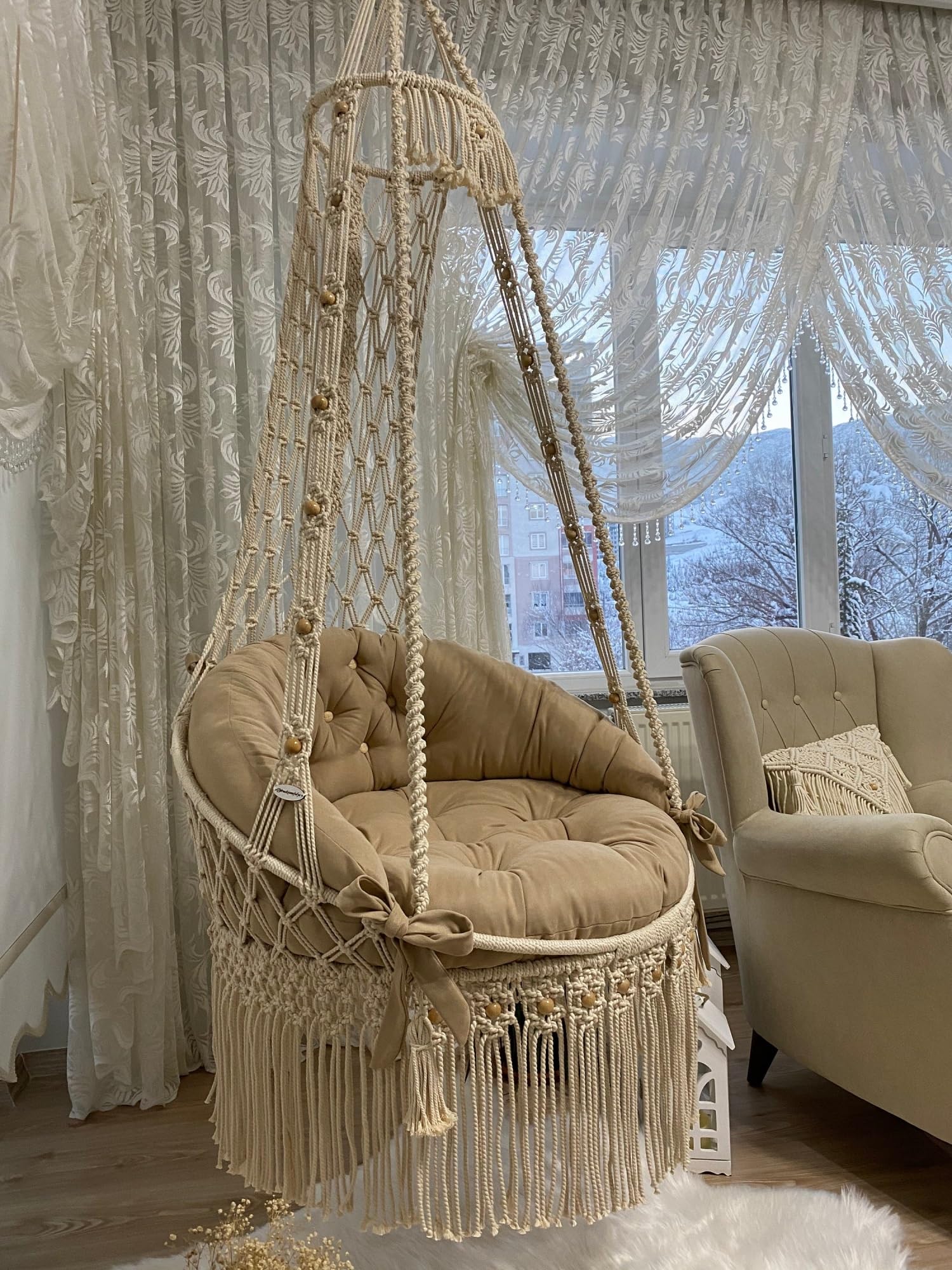 Home Decoration Swing Cushion Chair,Boho Wall Hanging Swing for Living Room, roof top, Garden, Balcony, Patio, Gifts, Home Decor Used for Living Rooms, Roofs, Gardens, Balconies,(XLarge)