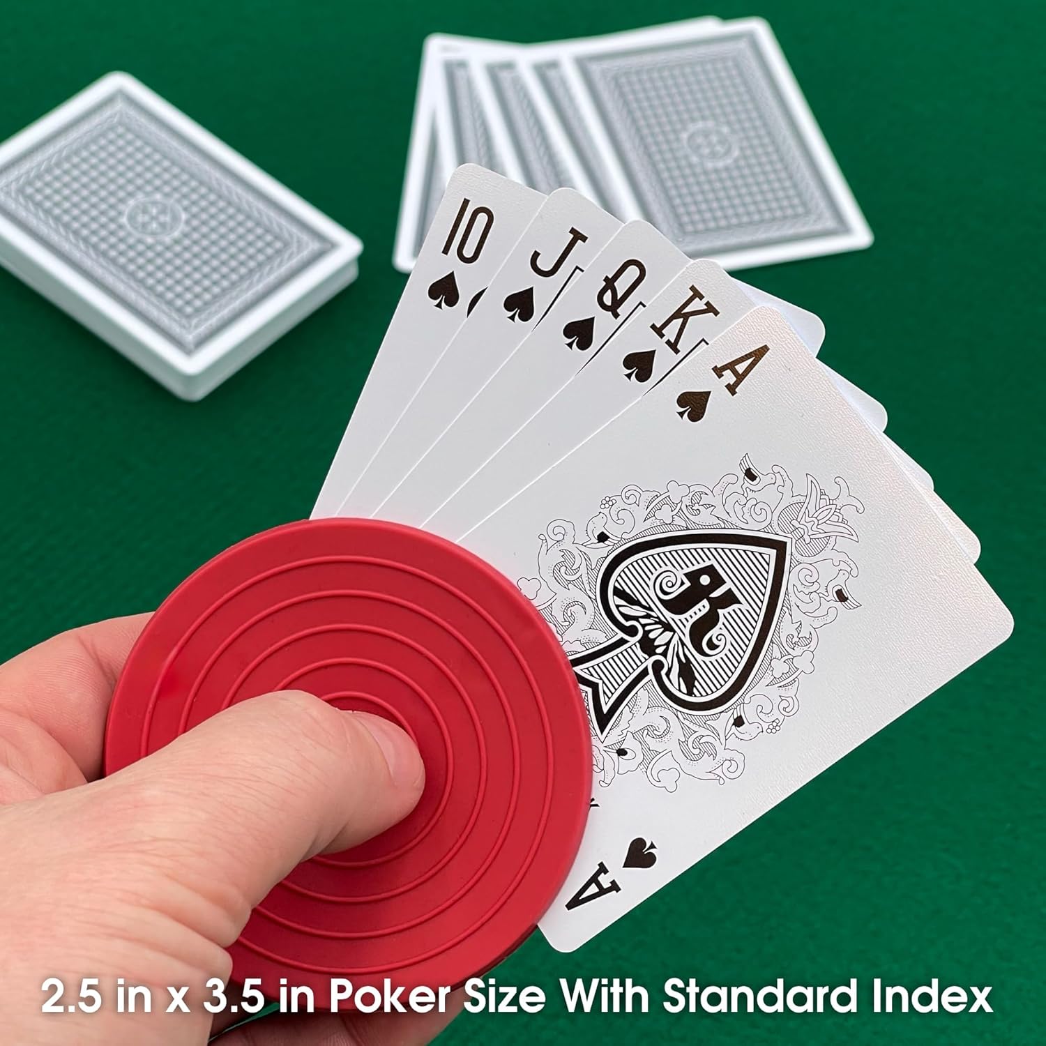 CHH Royal 100% Plastic Standard Poker Size Playing Cards – 3.5" x 2.5" with Protective Cases – Durable and Washable – Professional Casino Size - 12 Pack