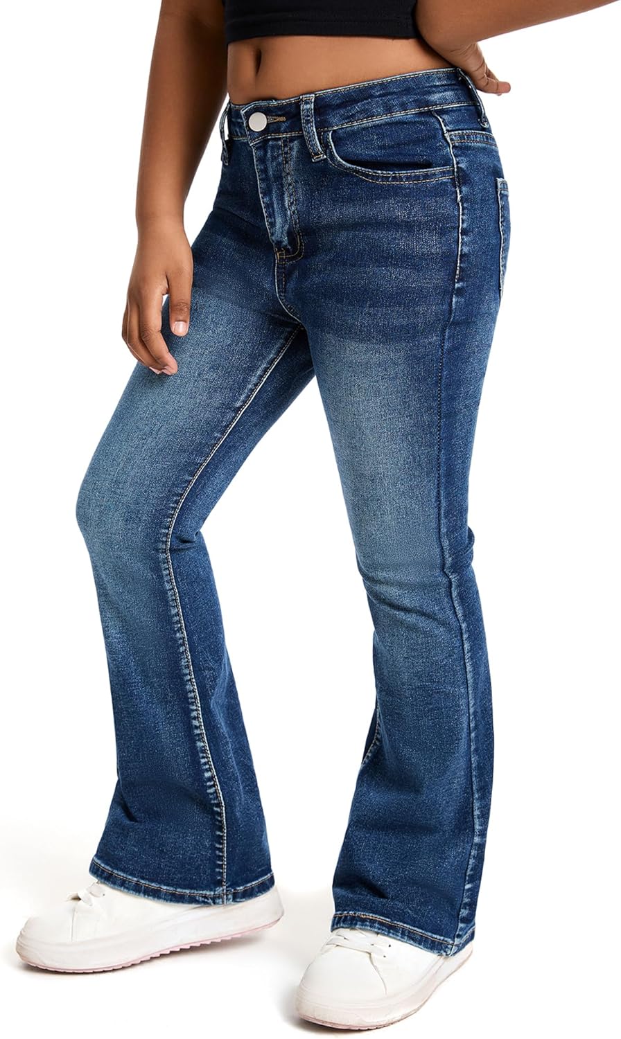 SEAUR Girls Ripped Flared Jeans Skinny School High Waist Bell Bottoms Kids Slim Trendy Casual Retro Denim Pants - Image 3