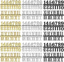 EEEKit 18 Pieces DIY Clock Numbers Kit Including Arabic and Roman Numerals with 3 Colors Gold Silver Black for Replacement Repair or Home Art Decoration