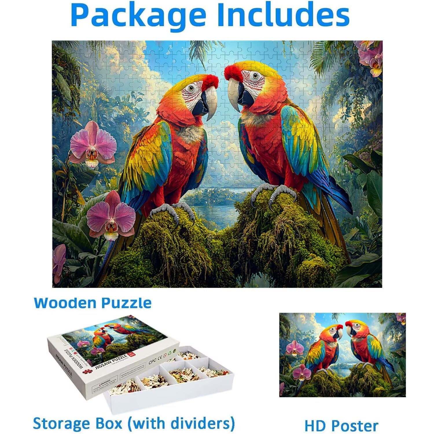 1500 Pezzi di Puzzle, pappagallo1500 Pezzi di Puzzle per Adulti, Regalo di Anniversario, Regalo di Natale, Decorazione Della Casa, Prevenzione Della Degenerazione Cerebrale Negli Anziani v-959