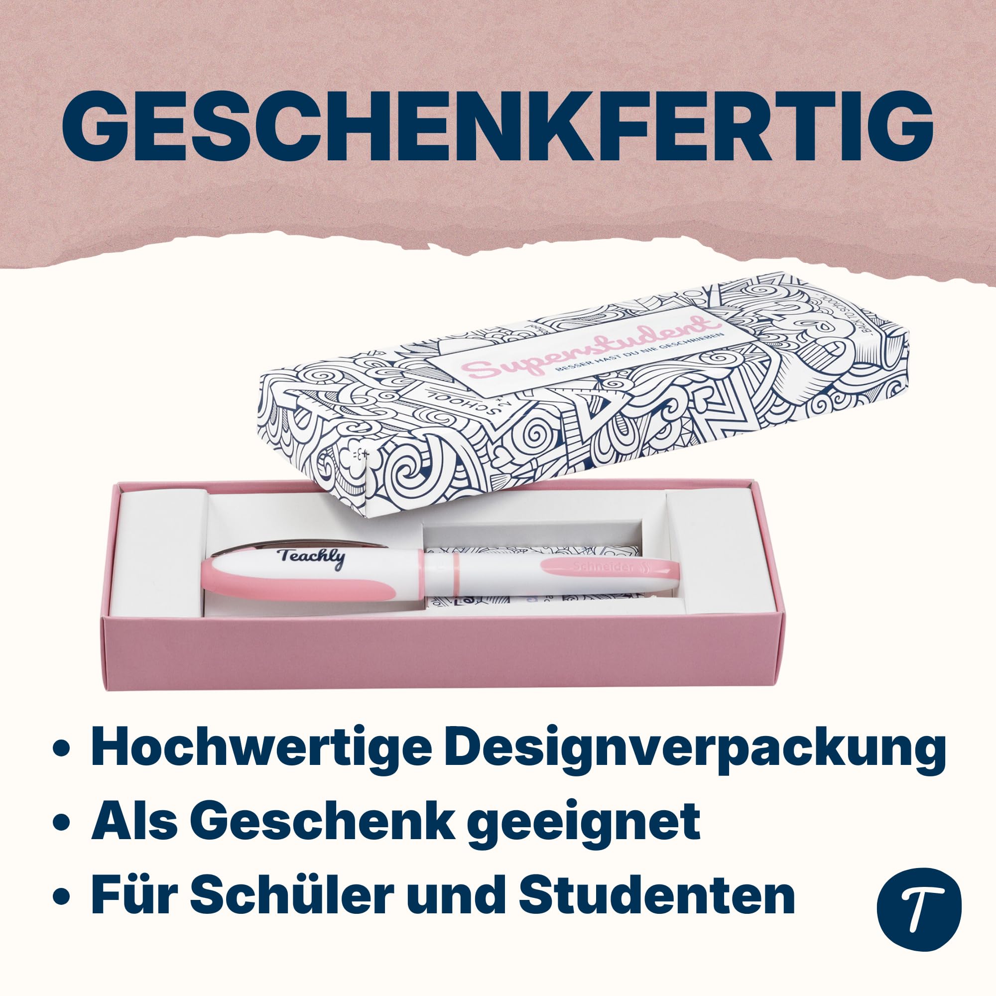 Teachly Bundle 3 x Tintenroller Superstudent (Flieder-, Rosé- & Mint-Set) - Inkl. 7 Tintenpatronen (Blau) je Set