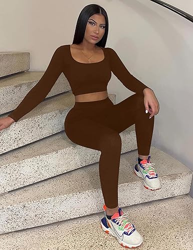 Miniatura 4 de Kaximil Conjunto deportivo de 2 piezas para mujer de manga larga con pantalones a juego