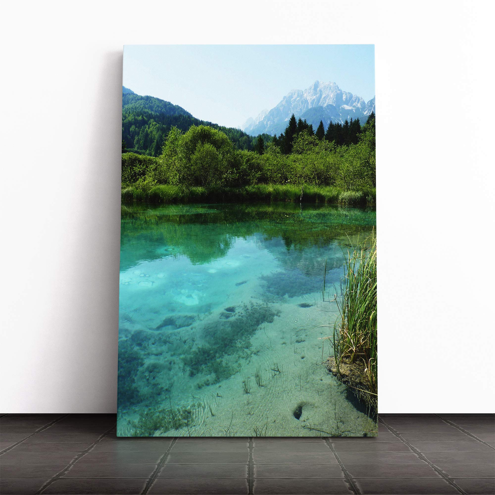 Slovenia Lake and Mountain Landscape (3) Canvas Print | Gallery Wrapped 30mm Frame Wall Art | 24x16 inches | Ready to Hang | Contemporary Landscape Picture | Living Room Bedroom Lounge Office