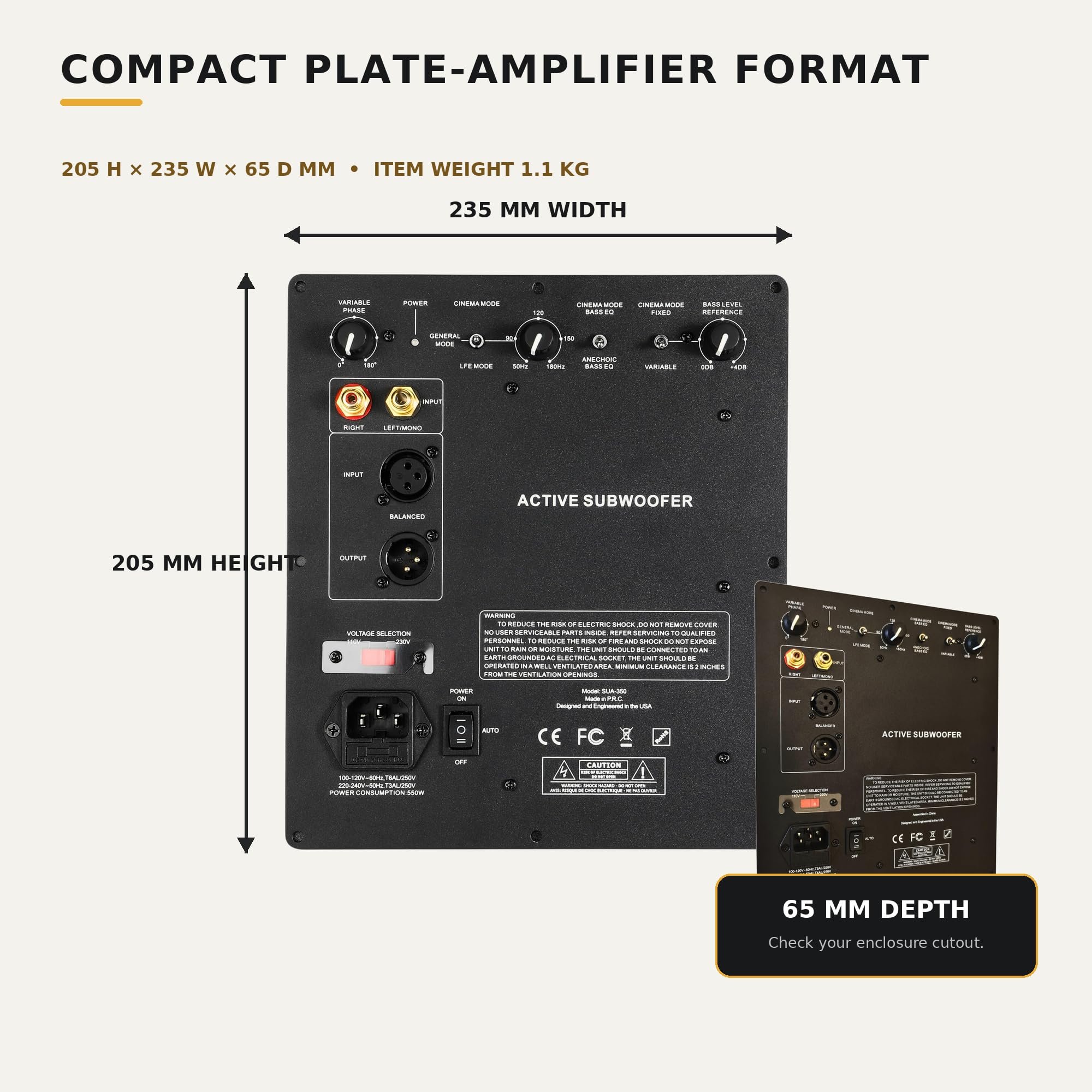 WAudio Amplificador de subwoofer clase D de 350 W – Amplificador de alto rendimiento para subwoofer