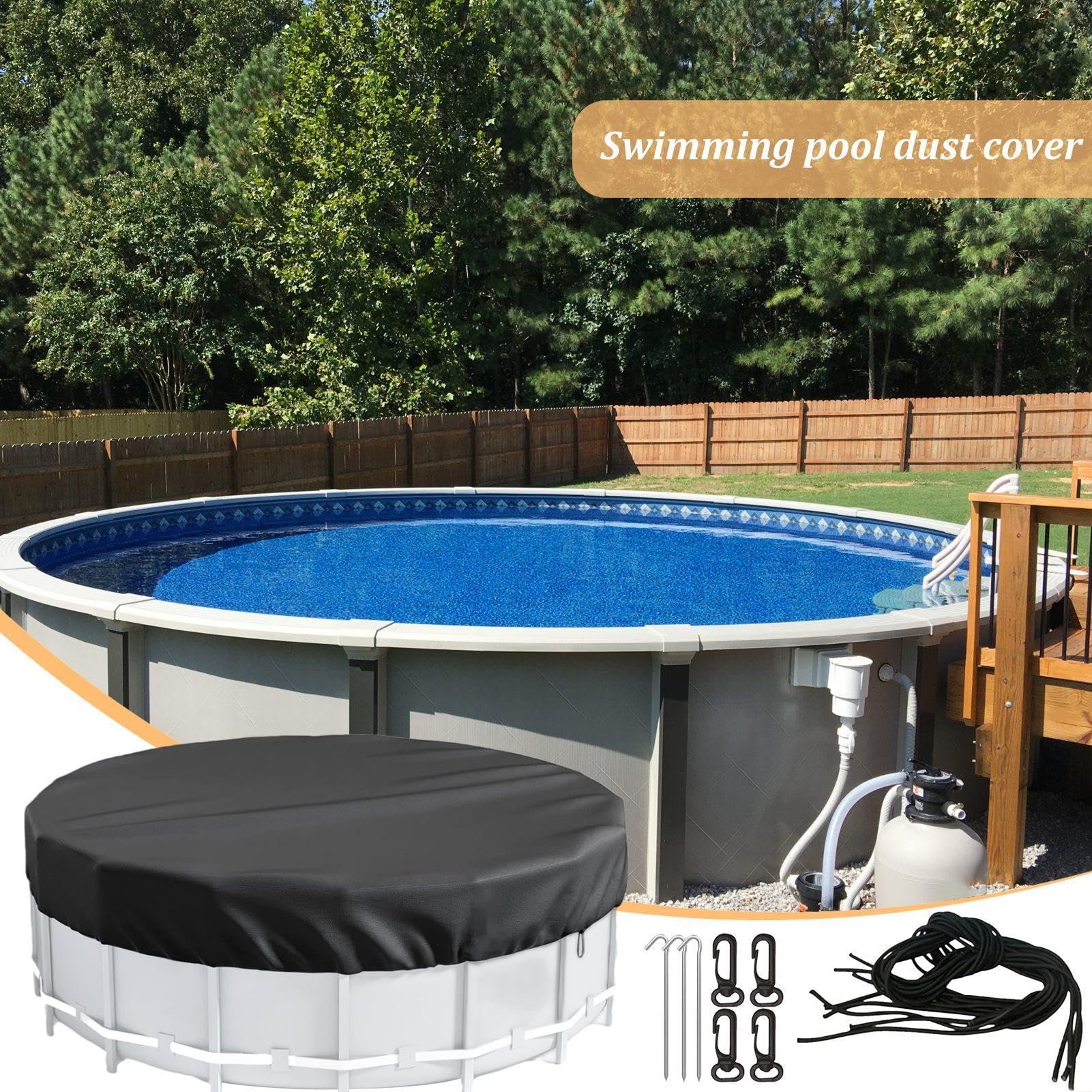 Copertura rotonda per piscina, copertura per piscina interrata per piscine a terra, copertura solare resistente agli , impermeabile, antipolvere, garantisce resistenza e durata