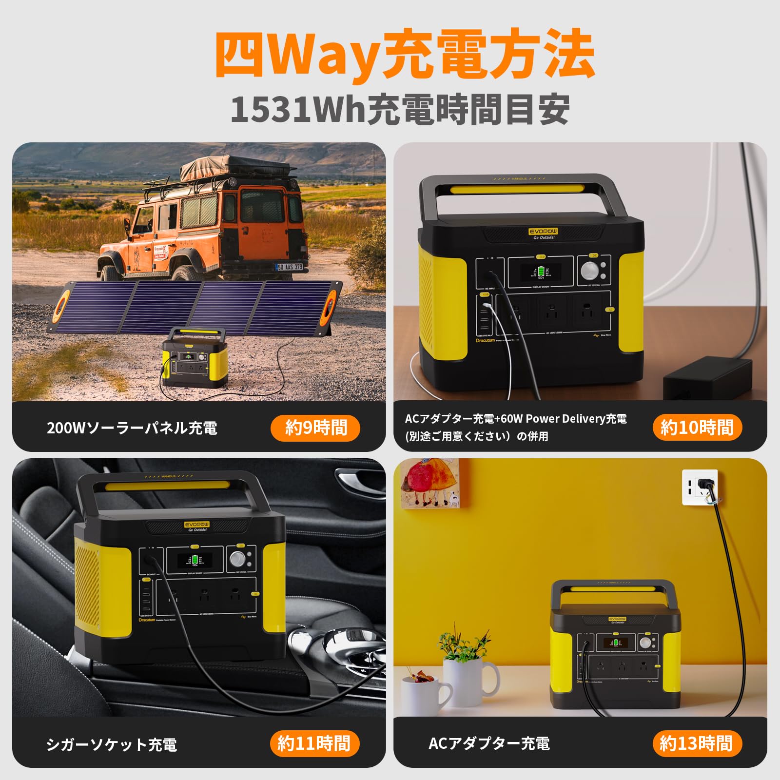 Amazon.co.jp: Evopow ポータブル電源 リン酸鉄リチウム 1531Wh 長寿命