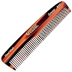 Kent R7T Double Tooth Hair Pocket Comb, Small Coarse/Wide Comb for Hair, Beard, and Mustache Grooming for Men, Women, and Kids - Saw Cut, Hand Polished, Handmade in England