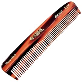 Kent R7T Double Tooth Hair Pocket Comb, Small Coarse/Wide Comb for Hair, Beard, and Mustache Grooming for Men, Women, and Kids - Saw Cut, Hand Polished, Handmade in England