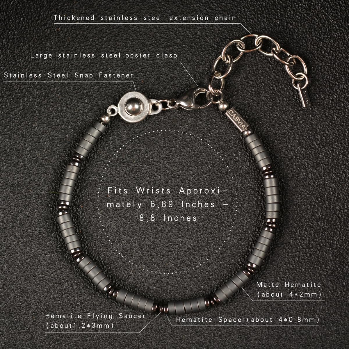 Handmade Stalwart Glow Hematite Mens Bracelet Dual-Clasp Adjustable Design for Effortless One-Handed Wear Enhances Resilience Mens Jewelry Ideal Gift for Yourself Friends or Father - Image 7