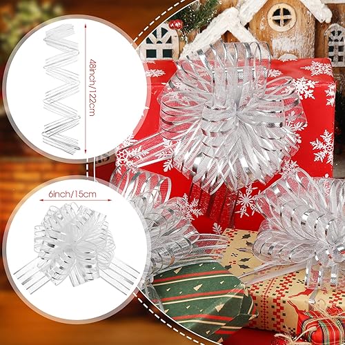 Miniatura 45 de Poen 24 lazos de organza de Navidad de 6 pulgadas, lazos grandes para envolver regalos, manualidades, para envolver regalos con cinta para cestas