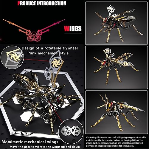 Miniatura 3 de Rompecabezas de metal 3D para adultos, kits de modelo de avispa mecánica, bloques de construcción, avispón gigante del norte, montaje difícil de