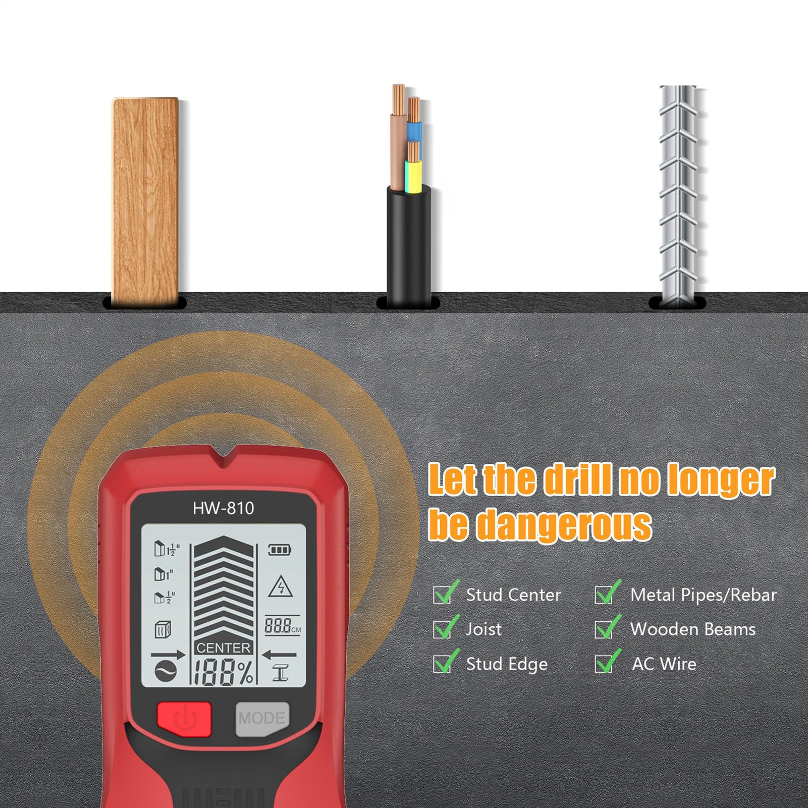 Detectores Vigas Probadores Metales Medición Análisis Instrumentos | Buscador de Montantes Metálico Multifunción Portátil con Pantalla LCD Para Construcción Carpintería Electricidad
