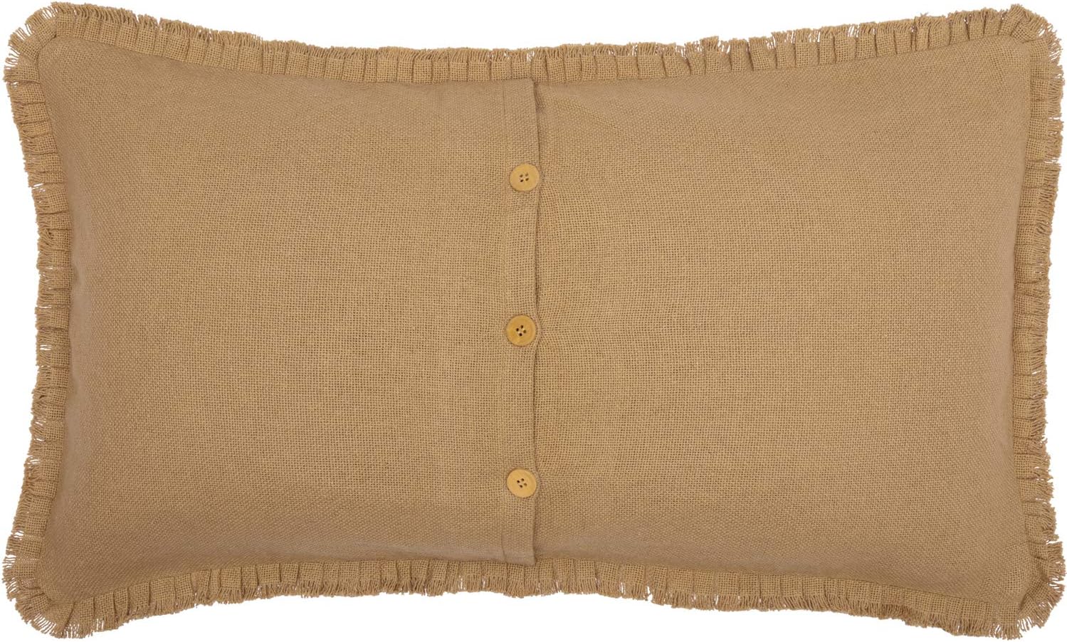 VHC Brands Burlap Fringed w Ruffle Collection 100% Cotton Coordinating Farmhouse Bedding Pillow Sham King Standard 3 Color Choices (King Sham 21x37, Tan)