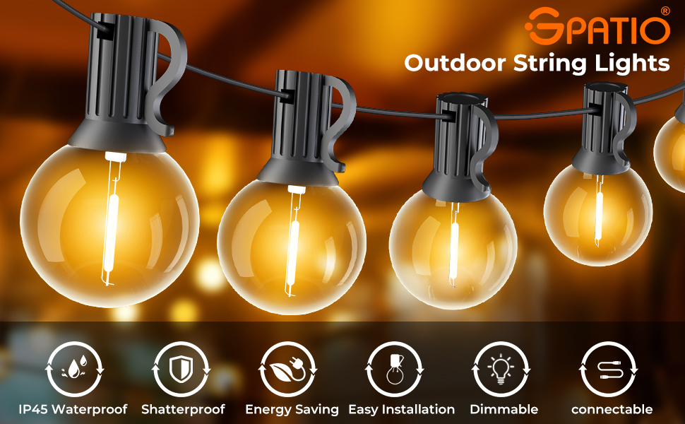 Lepro Tira de luces LED para exteriores para patio, luces de bistró