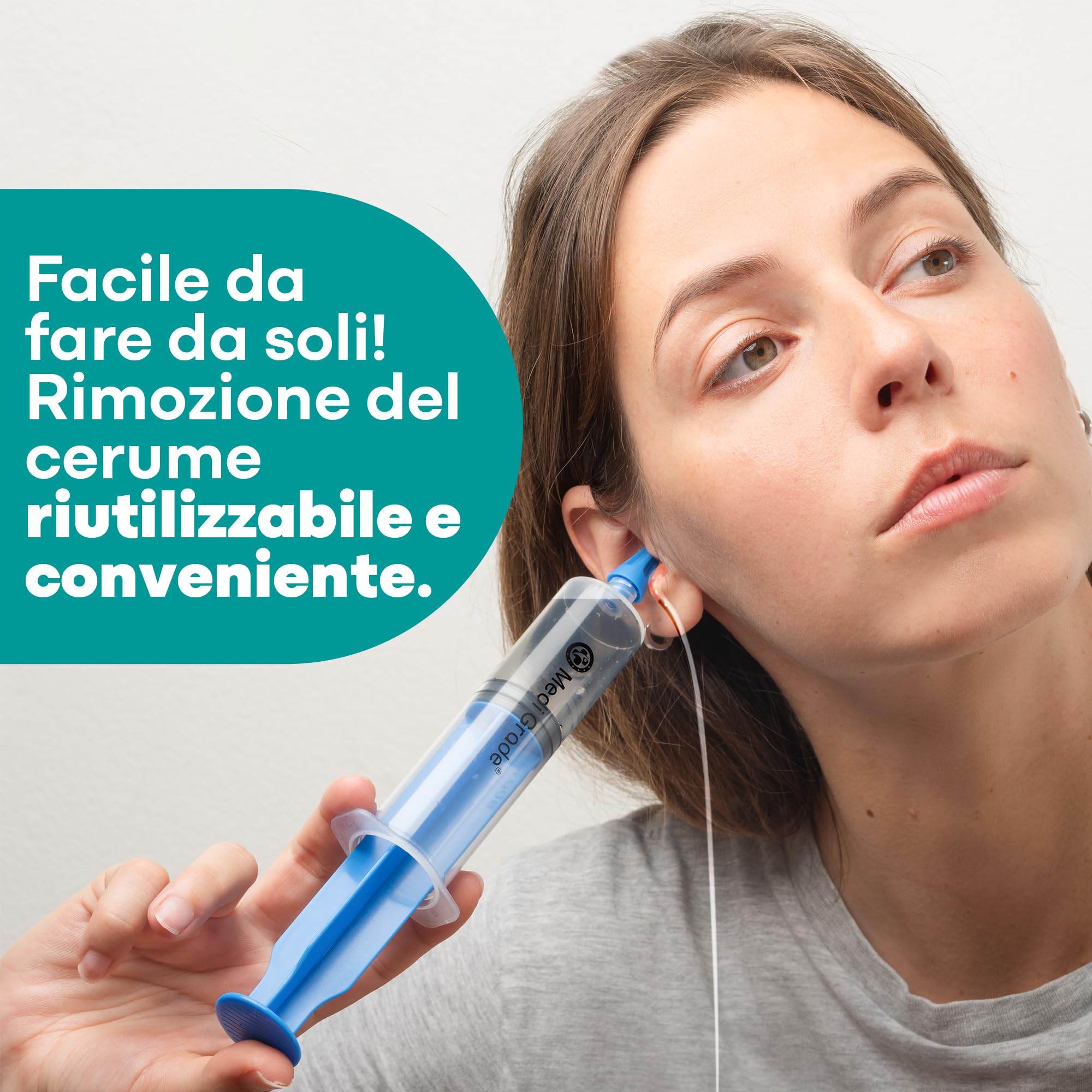 Kit Pulisci Orecchie – Pulizia Orecchie e Rimozione Cerume by Medi Grade – Kit per Pulire Orecchie con Siringa Orecchie da 60 ml con 3 Punte Quad-Stream