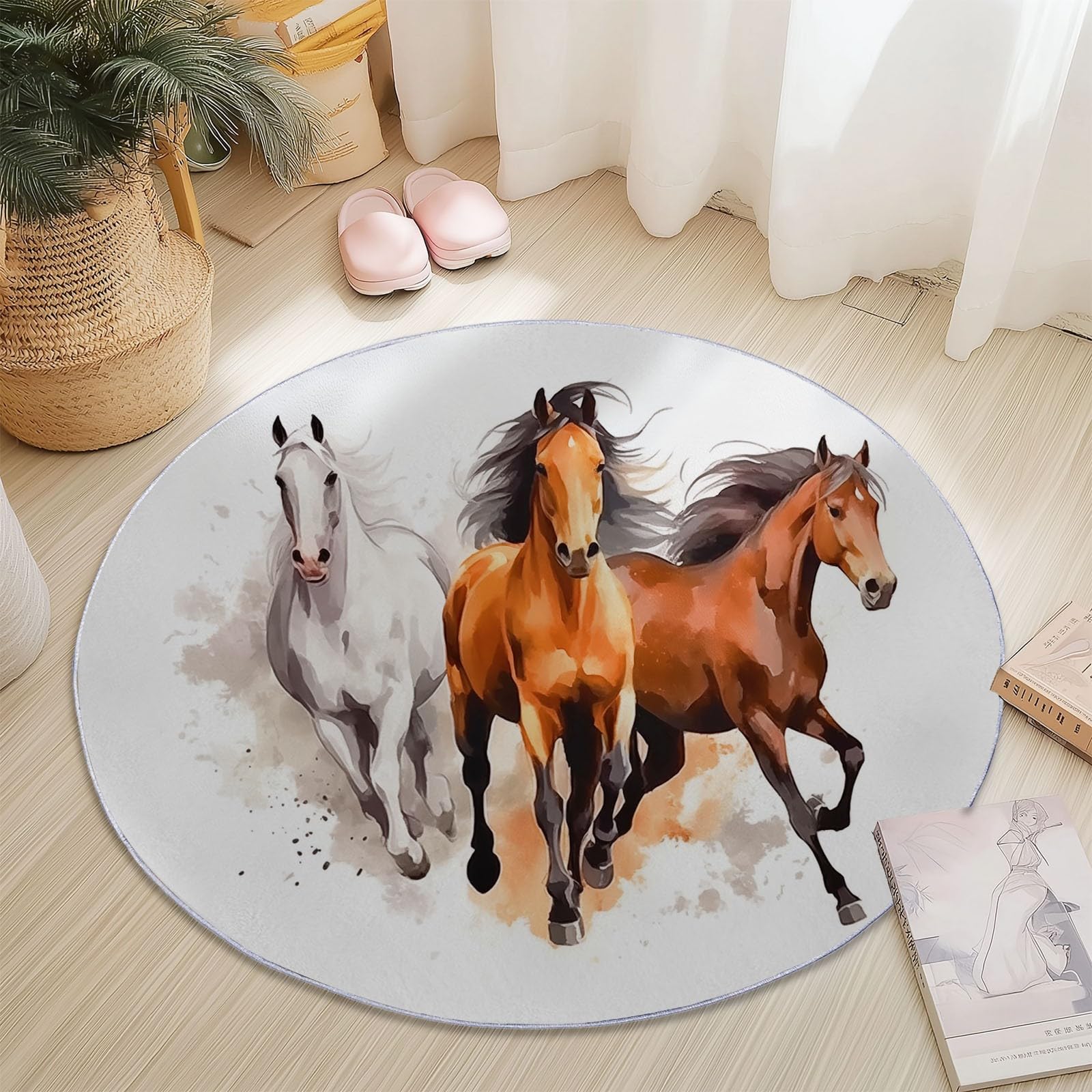 Tapis rond pour salon antidérapant fini les glissades sur le sol
