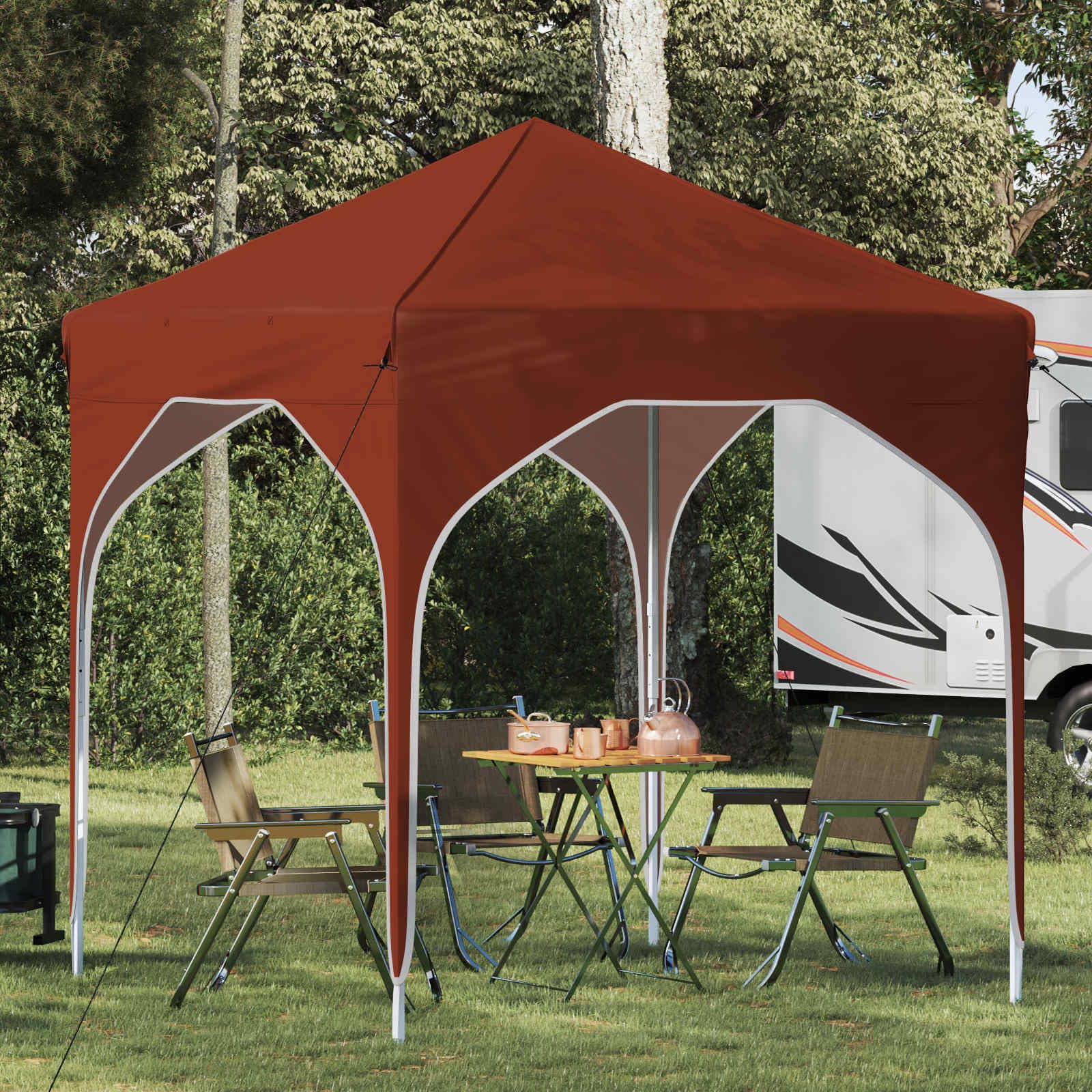 Namiot imprezowy typu pop-up, terakota, 194 x 194 x 245 cm, składany i składany, z ochroną przed promieniowaniem UV i wodą, odporny na warunki atmosferyczne namiot ogrodowy do użytku na