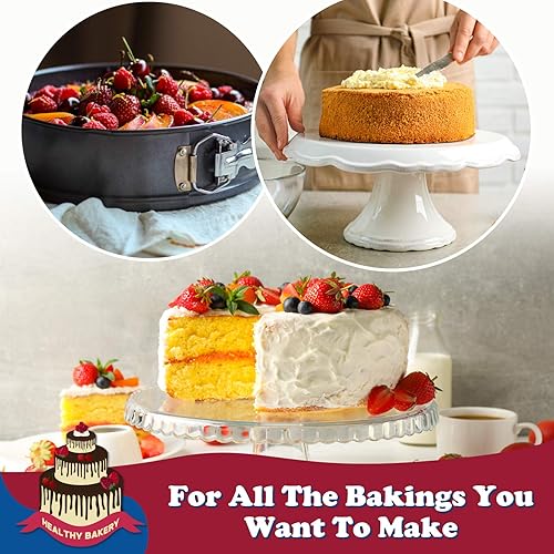 Miniatura 5 de Hiware Sartén antiadherente para tarta de queso de 9 pulgadas con fondo extraíble bandeja para pasteles a prueba de fugas con 50 piezas de papel