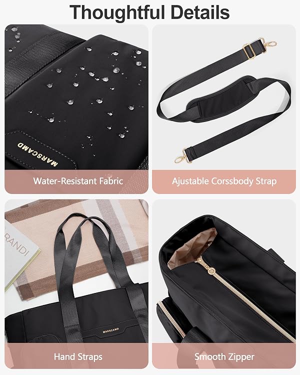 Marscamd Work Tote Bag for 15.6" Laptop with Multi Pockets, Teachers Water-Resistant Bag with Crossbody Strap, Lightweight Purse for Nursing & College Use, Black by Marscamd - Image 6