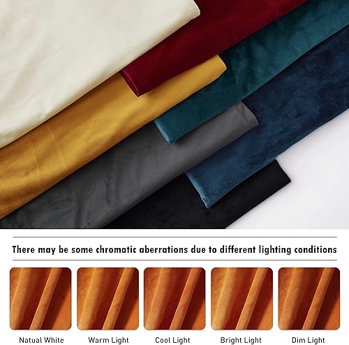 Miniatura 43 de RYB HOME Juego de 2 paneles de cortinas de terciopelo malva, cortinas y cortinas para oscurecer la habitación, con aislamiento térmico, decoración