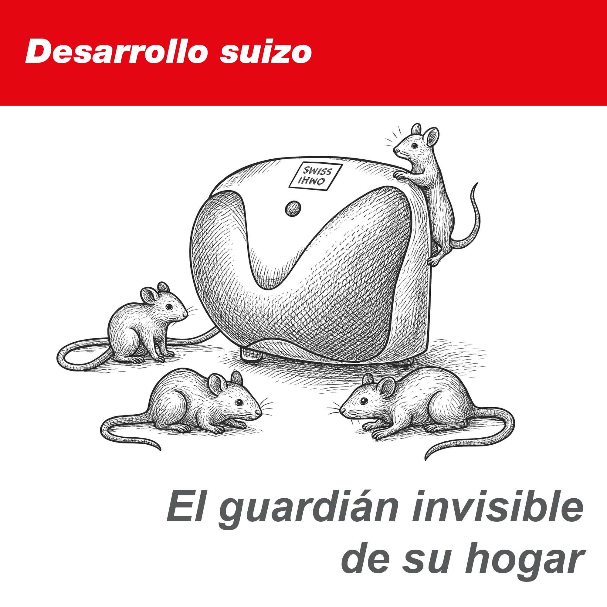 SWISSINNO Repelente Ultrasónico de Roedores 30 m² - Ahuyentador Electrónico de Ratones Ratas y Martas para Interiores - Repelente Ultrasónico con Doble Altavoz - Funciona por Enchufe