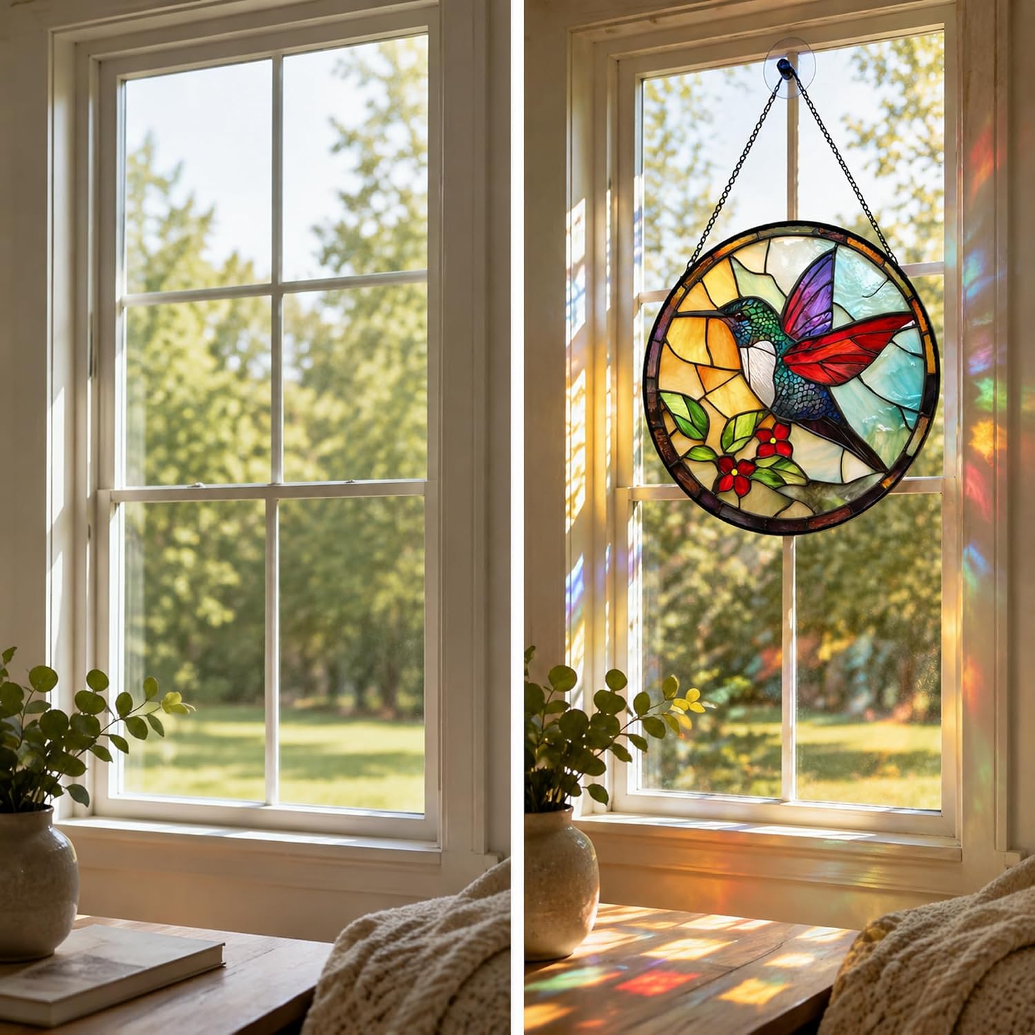 Red-Winged Hummingbird Sun Catchers Indoor Window Acrylic Suncatchers 6.3" image 3