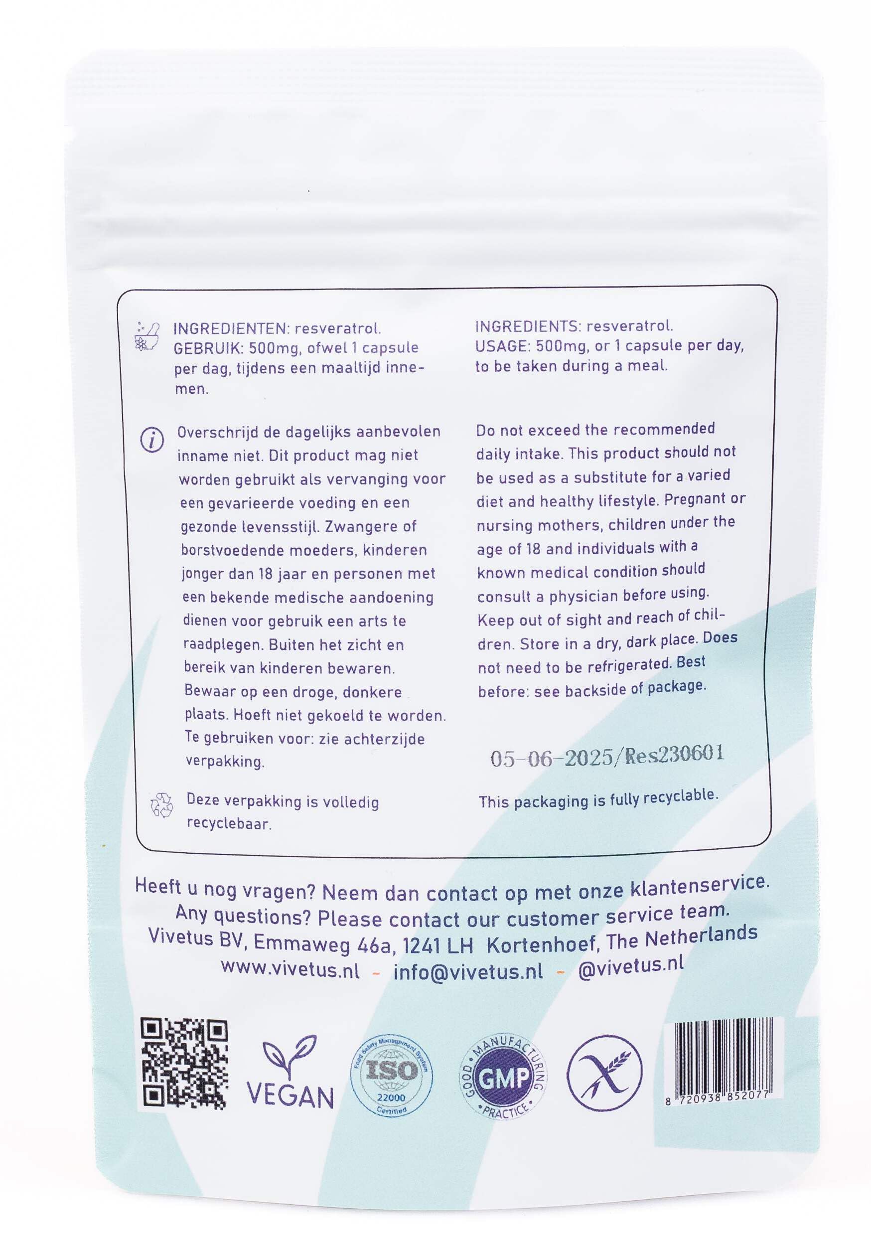 Resvératrol - 30 capsules - 500mg