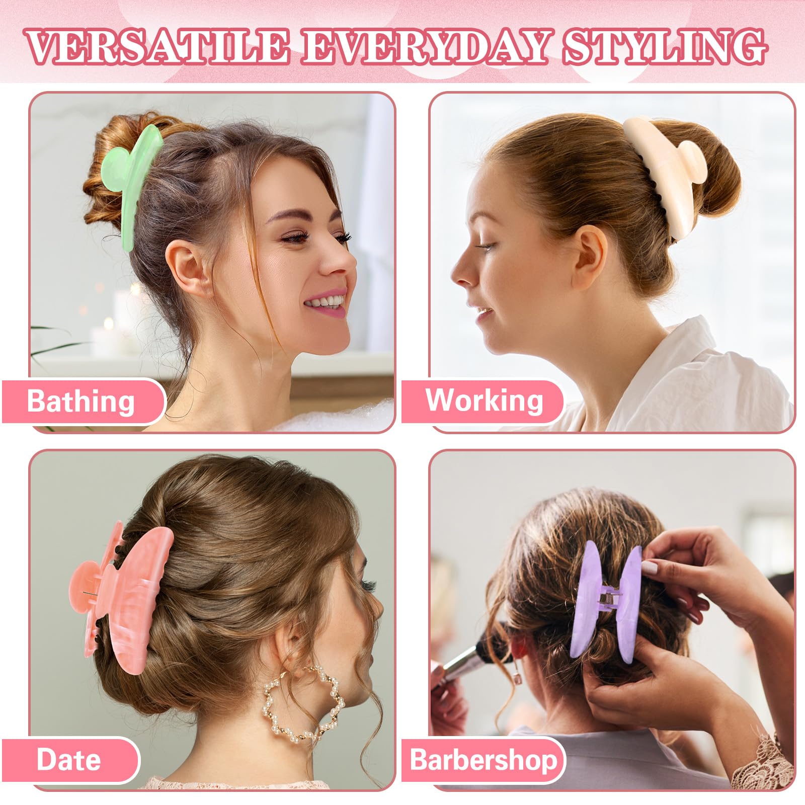 Acrylic Hair Claw Clips - Non-Slip Styling Clips for Everyday Hair