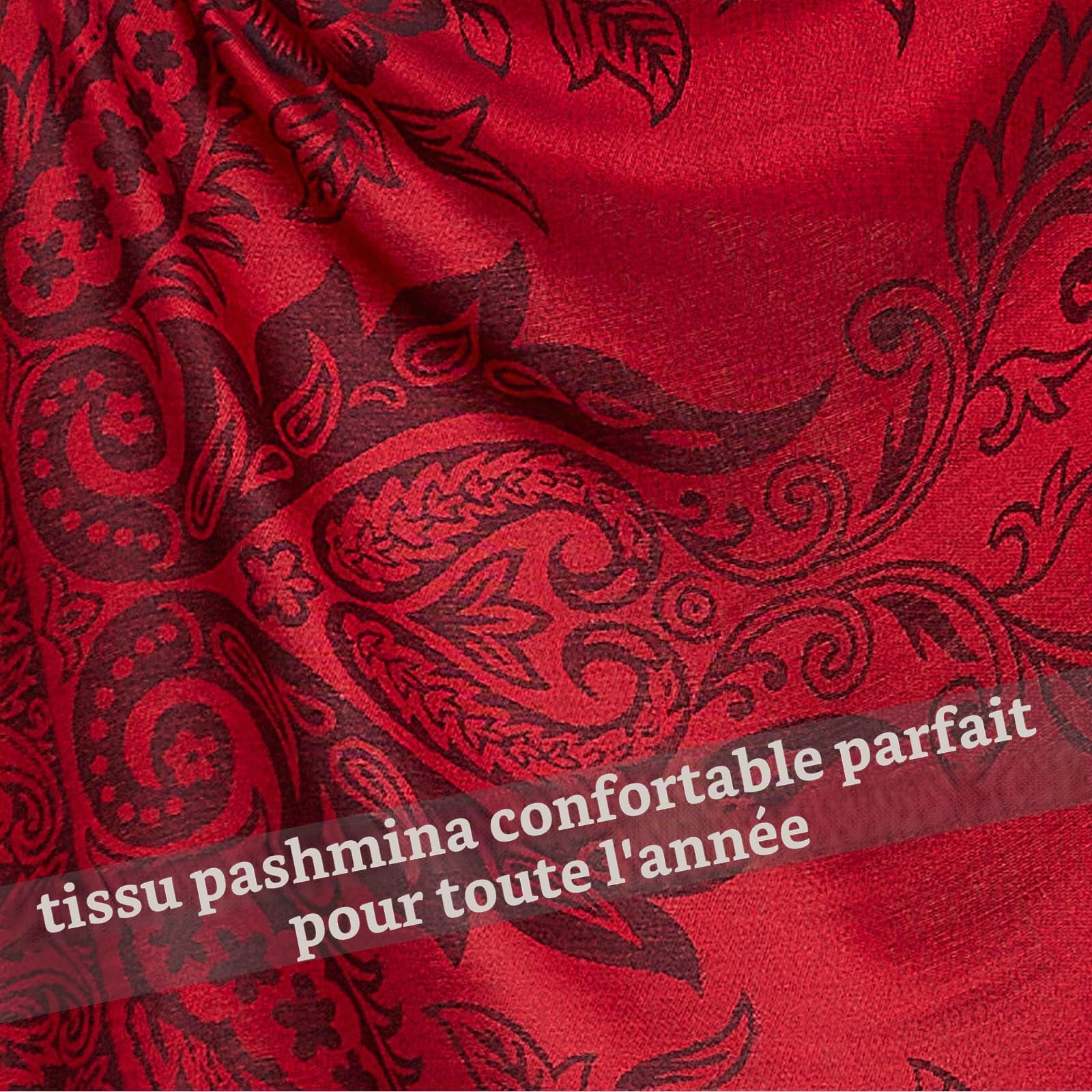 Pashmina Écharpe enveloppante avec cachemire ethnique deux tons Jacquard pour femme