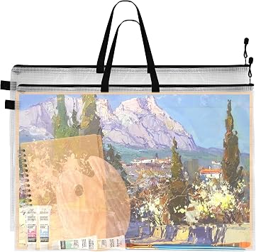 24 x 36 Inch Art Portfolio Case Art Portfolio Bag Large Posters Storage Bag Portfolios Bags with Zipper and Handle Portfolio Folder for Artwork Artist Supply Organizer and Zipp2PCS