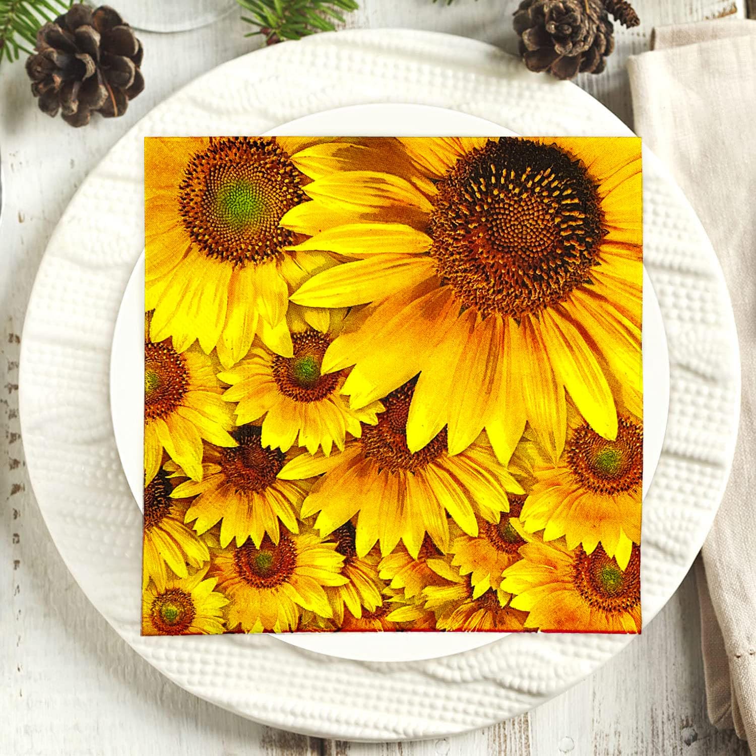 Tovaglioli di Carta Girasole Pattern Tovaglioli Decorati Per Decoupage Bar Compleanno Carta Igienica Tovagliolo Decorazione Da Tavola Usa e getta Per Matrimoni Feste 30 Packs(33x33cm)