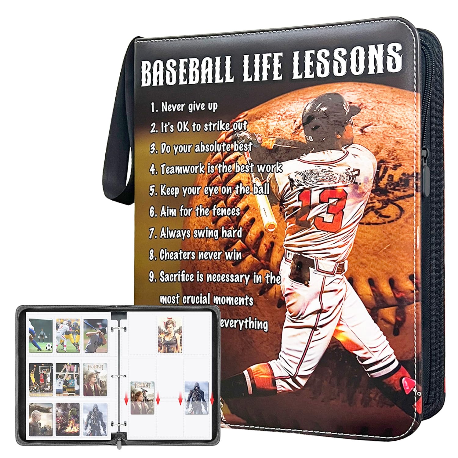 Baseball Card Binder with 900 Pockets, Trading Card Binder, 9 pocket card binder, Collectible Trading Card Albums Fits 900 Sport Cards with 50 Removable Sleeves