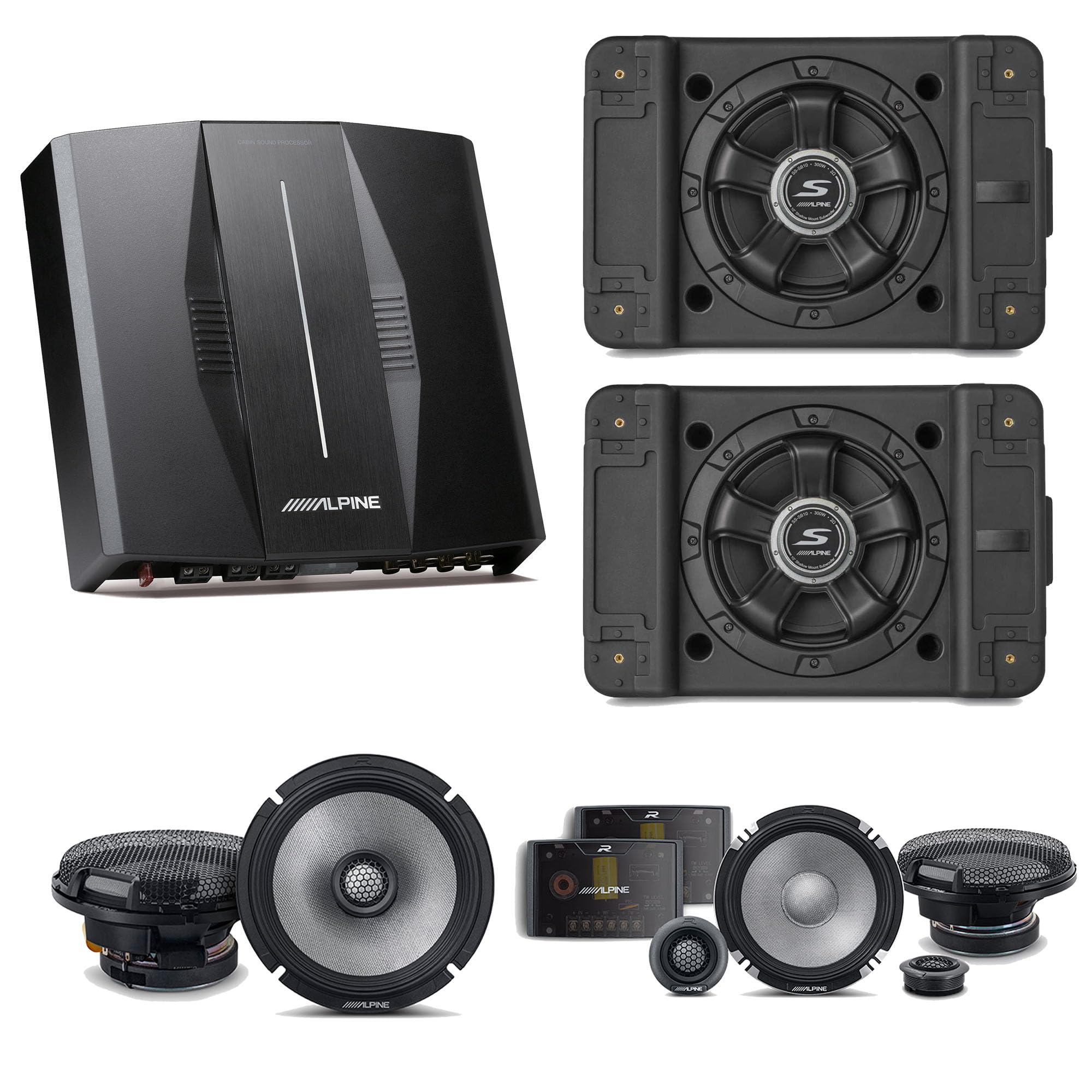 Alpine PXE-C80-88 OPTIM8 8-Channel Hi-Res Digital Sound Processor Amplifier w/ (2) SS-SB10 Subwoofer, R2-S652 & R2-S65 Bundle
