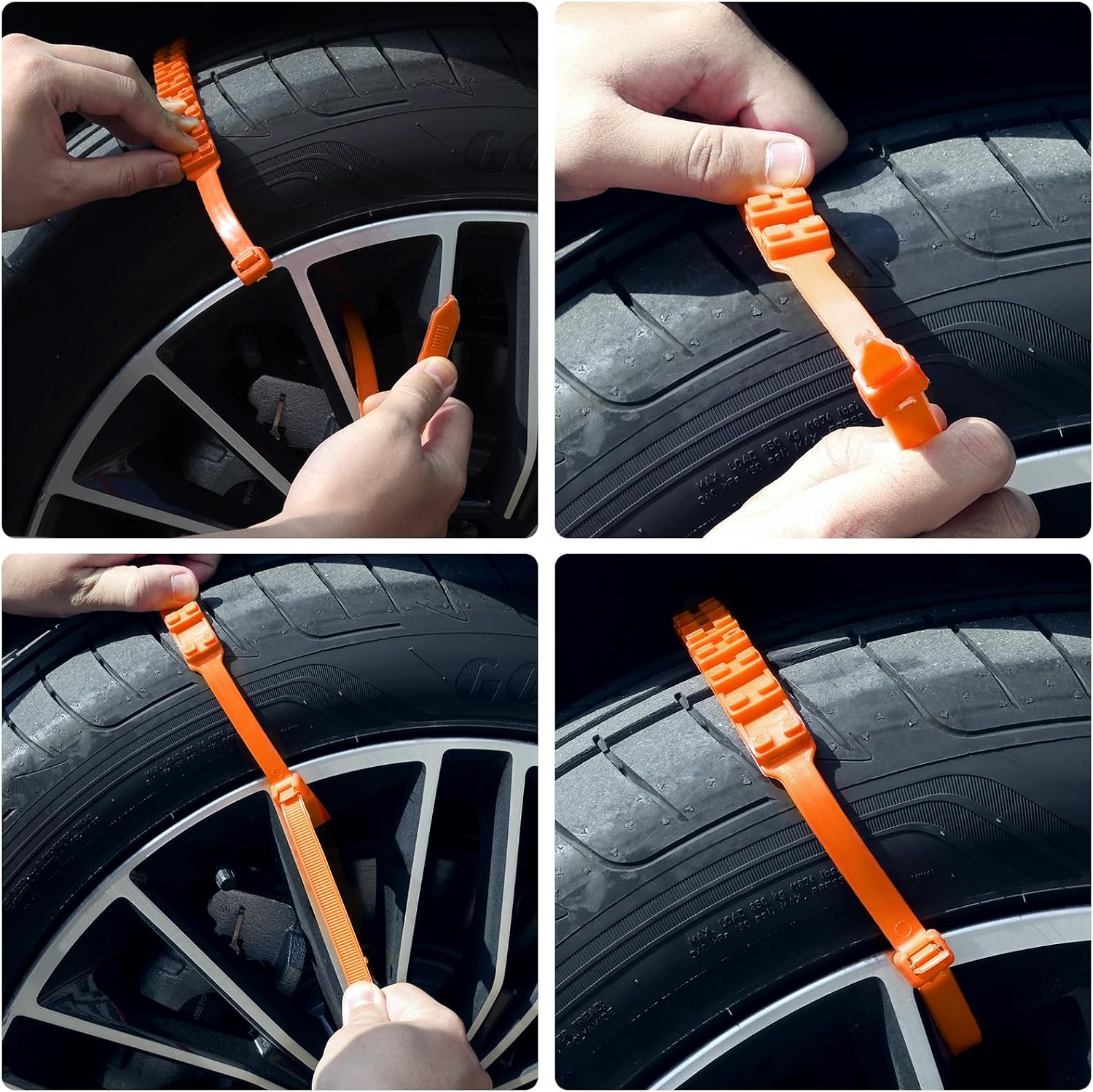 Topteng Tire Snow Chains, 10PCS Snow Tire Chain Anti-Skid Belt for Car Truck SUV Emergency Winter Driving (orange, 10Pcs)