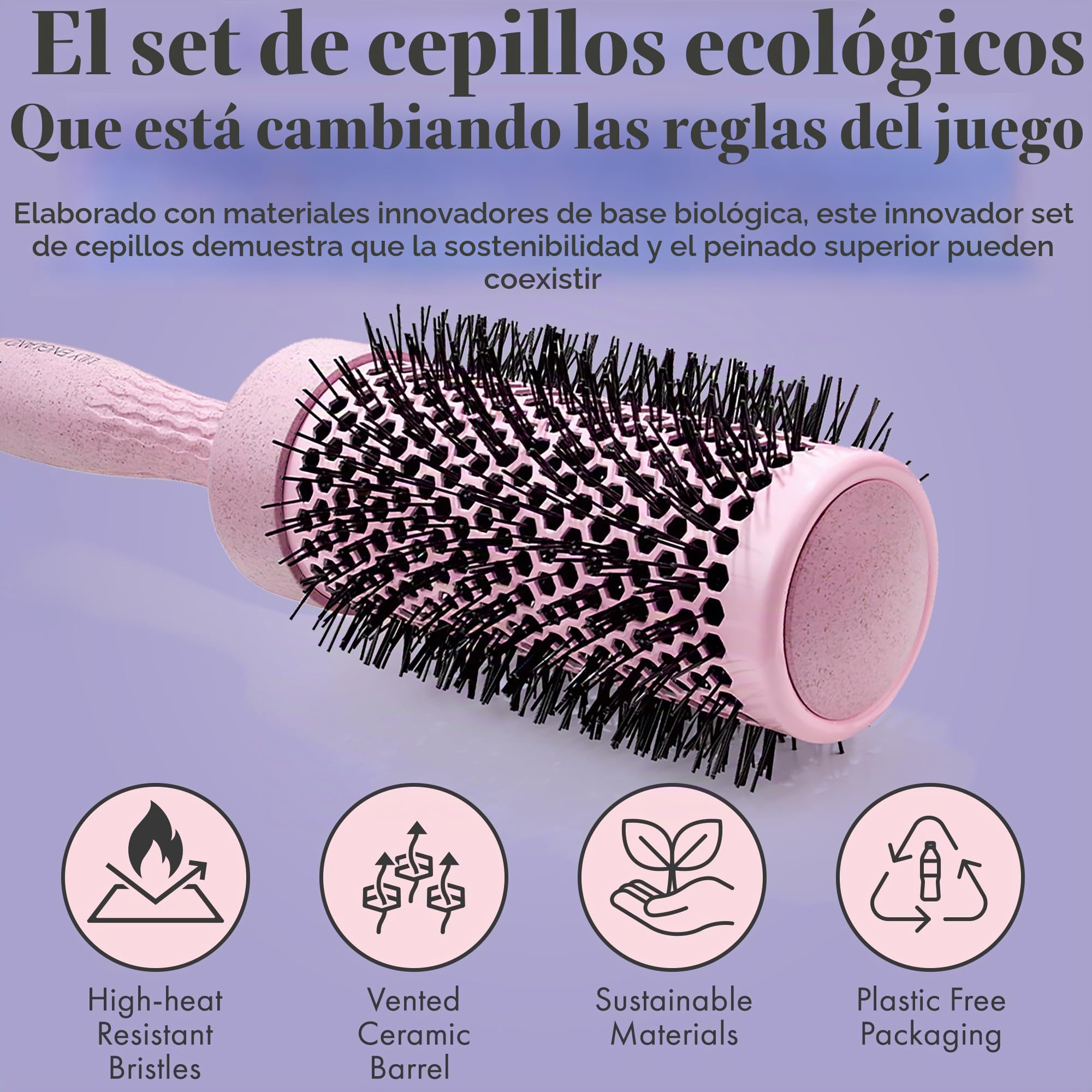 Lily England Set de 4 Cepillos Redondos Profesionales para Secador Rosa