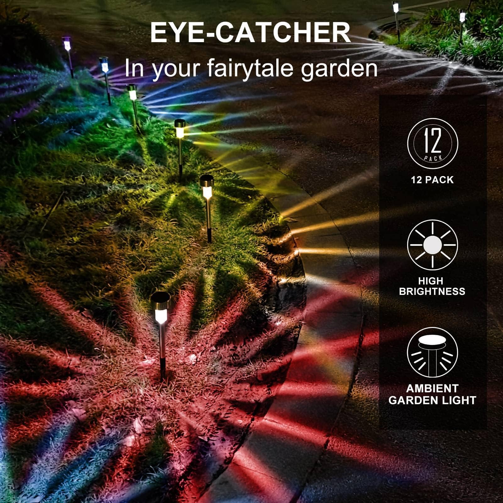 Lot De 12 Lampes Solaires à LED En Acier Inoxydable - MCBOSON