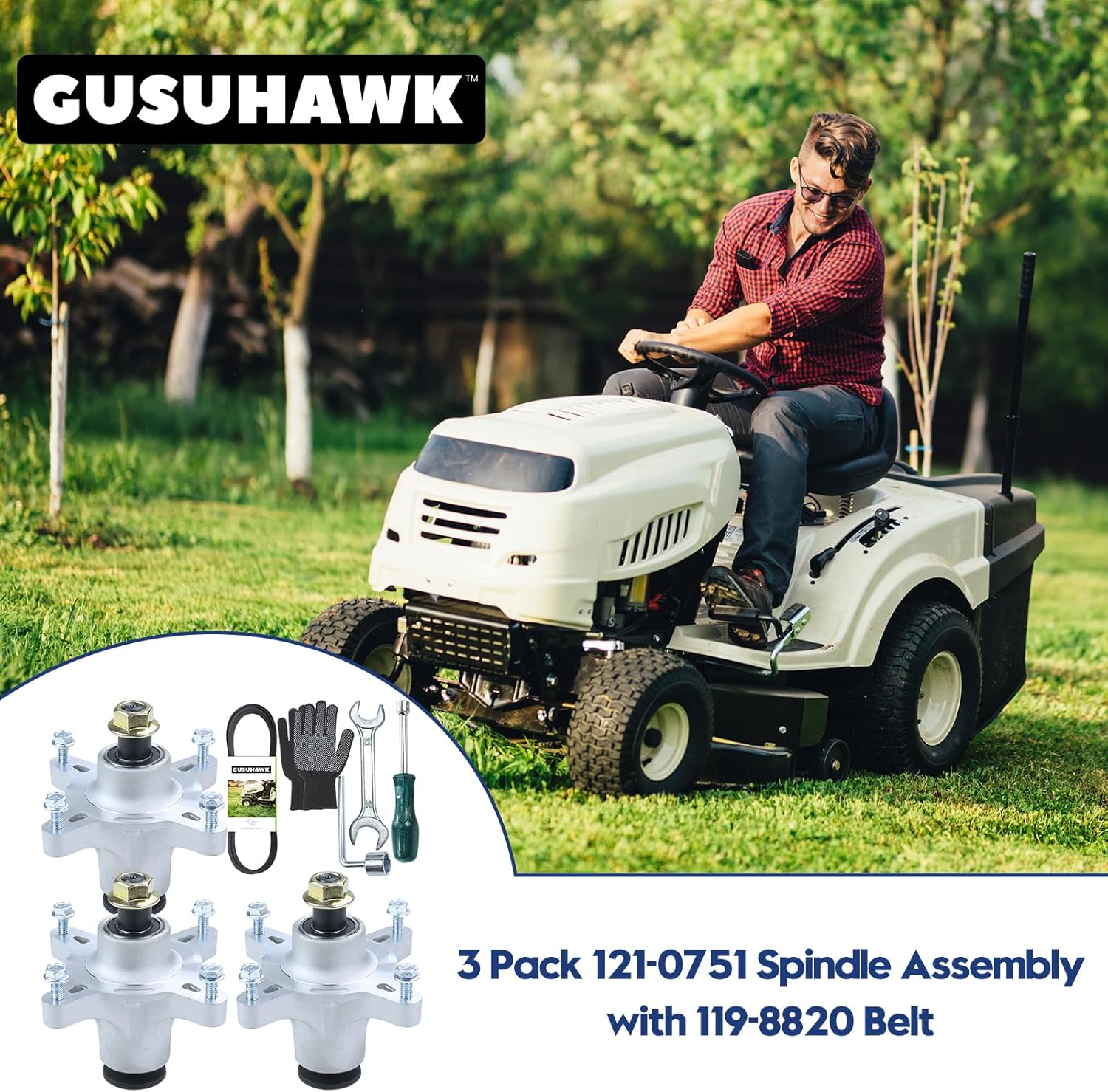 3 Pack 139-3214 Spindle Assembly with 119-8820 Belt Replaces Toro 139-3214, 121-0751, 117-7439, 117-7267 for Toro TimeCutter SS5000, SS5060, SW5000, MX5000, MX5025, MX5050, MX5060 Mowers