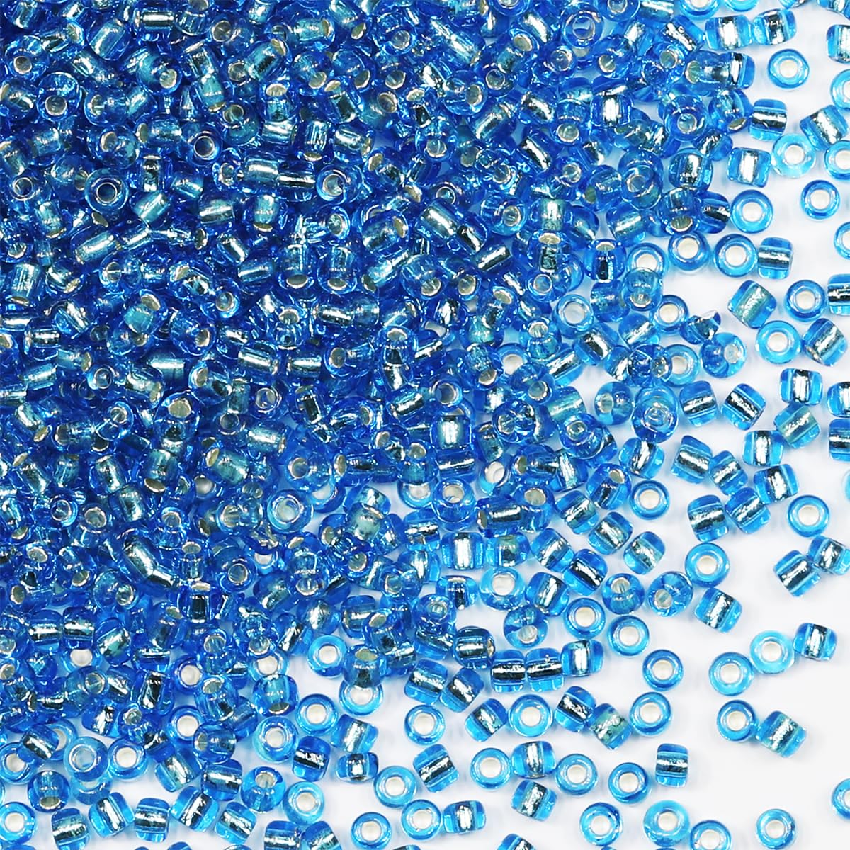 Bulk Seed Beads 110 grams about 3500pcs, 3mm 8/0 Lake Blue Glass Craft Beads for Making Earrings Bracelets, Pendants
