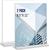 KOOLDE Acrylic Sign Holder 8.5x11 2-Pack T-Shape Double-Sided Desktop Stand for Menus, Offices, Restaurants, Weddings