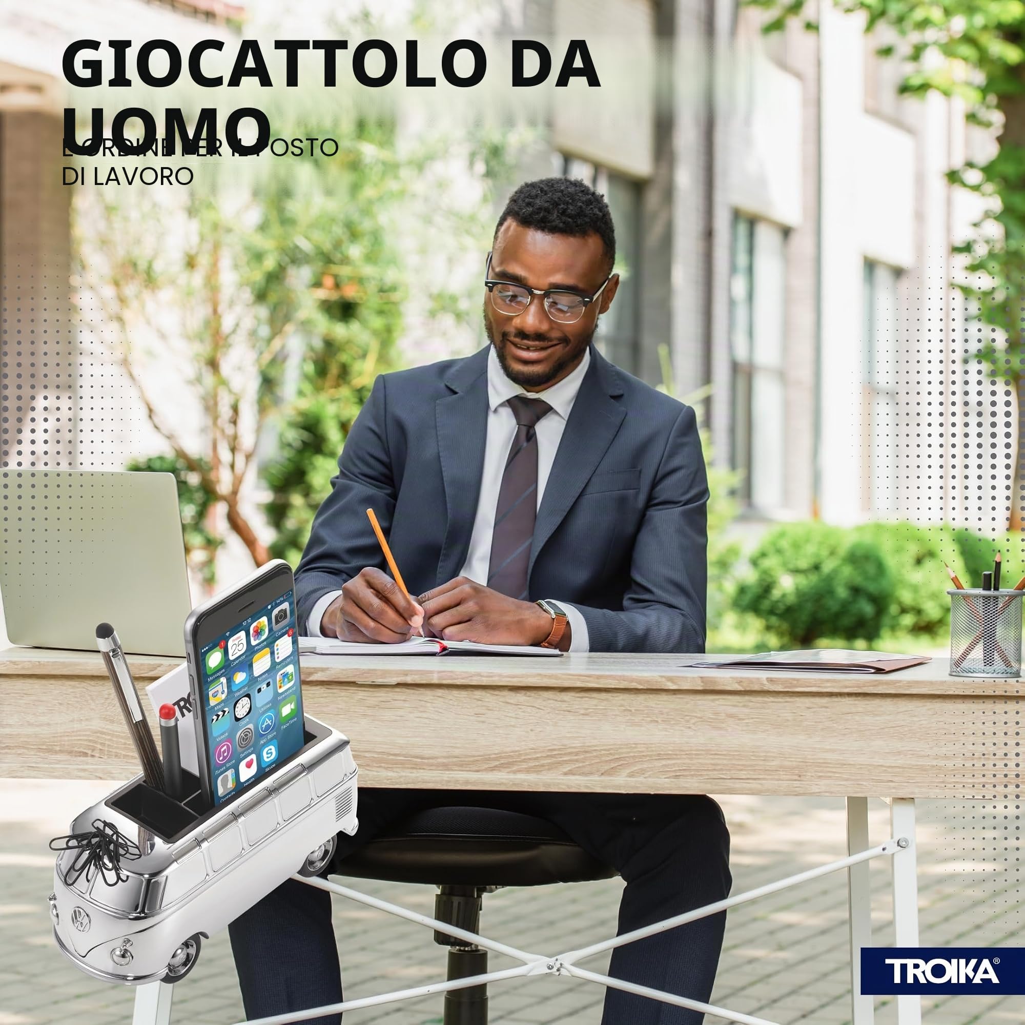Troika Fermacarte cromato a forma di VW COMBI T1
